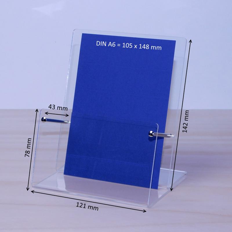 Tischprospektständer für Postkarten in DIN A6 Hochformat Fülltiefe 45mm